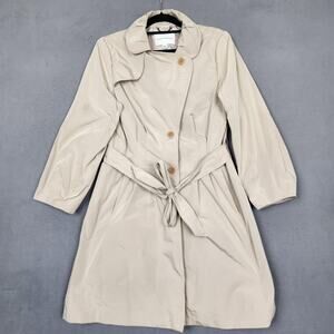 Banana Republic Trench Coat Womens Large Beige Belted Lined Mid Length 627558